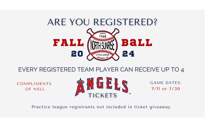 Angel ticket giveaway for registered fall ball 