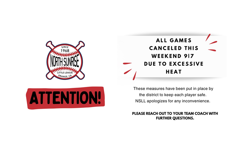 ALL GAMES CANCELED 9/7/2024